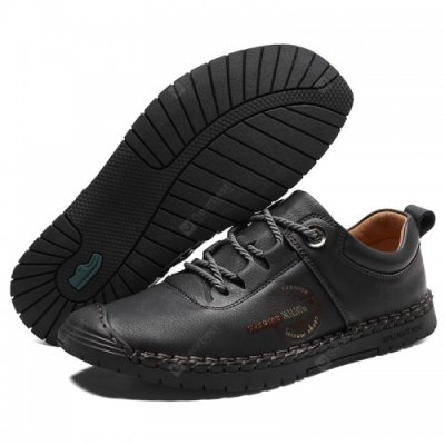 Hand Stitching Large Size Men's Casual Leather Shoes