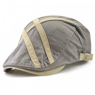 Men's Patch Strip Striped Fashion Beret Adjustable Head Circumference Hat