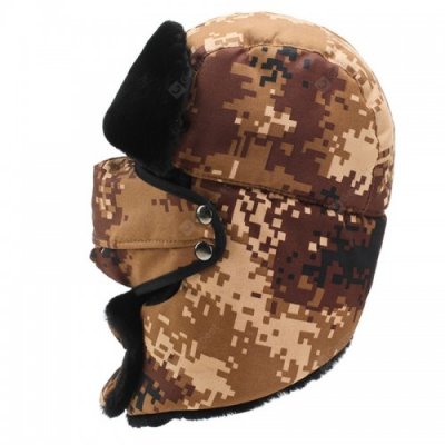 Men Camouflage Thick Ear Protective Bomber Hat Stylish Warm Cap